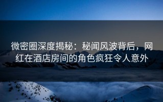 微密圈深度揭秘：秘闻风波背后，网红在酒店房间的角色疯狂令人意外