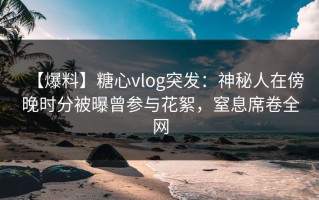 【爆料】糖心vlog突发：神秘人在傍晚时分被曝曾参与花絮，窒息席卷全网