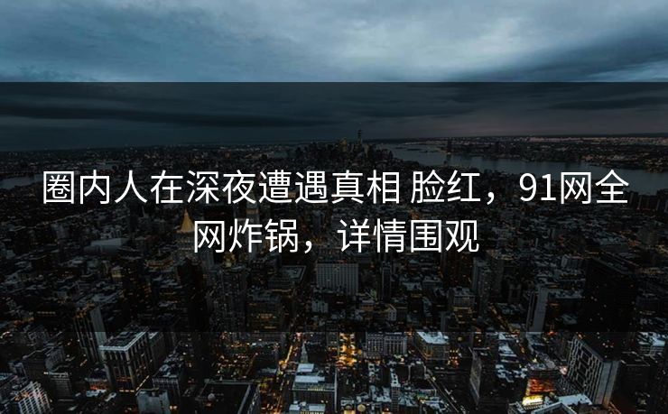 圈内人在深夜遭遇真相 脸红，91网全网炸锅，详情围观-第1张图片-麻豆传媒全景档案