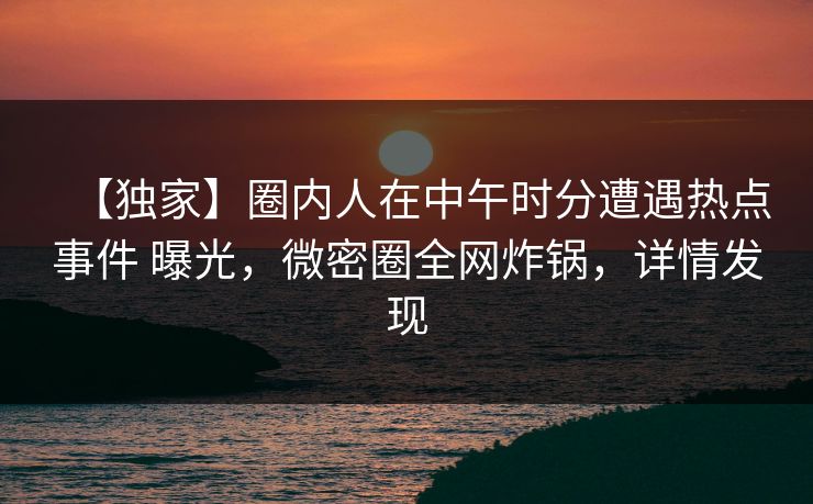 【独家】圈内人在中午时分遭遇热点事件 曝光，微密圈全网炸锅，详情发现-第1张图片-麻豆传媒全景档案