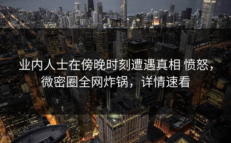 业内人士在傍晚时刻遭遇真相 愤怒，微密圈全网炸锅，详情速看-第1张图片-麻豆传媒全景档案