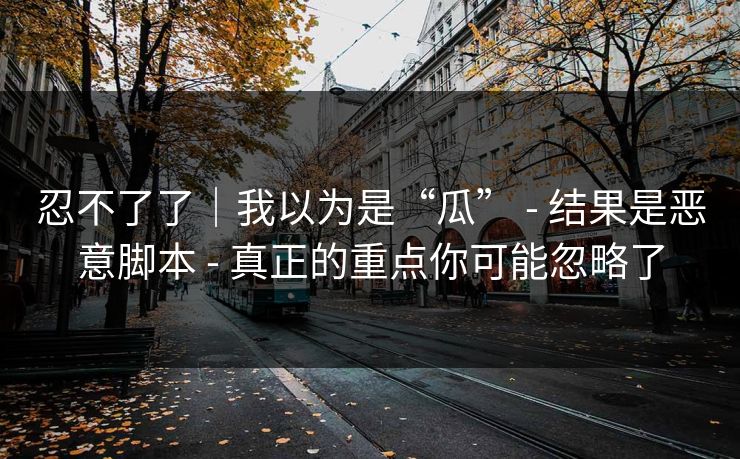 忍不了了|我以为是“瓜” - 结果是恶意脚本 - 真正的重点你可能忽略了 忍不了了|我以为是“瓜” - 结果是恶意脚本 - 真正的重点你可能忽略了