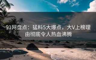 91网盘点：猛料5大爆点，大V上榜理由彻底令人热血沸腾