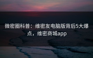 微密圈科普：维密友电脑版背后5大爆点，维密商城app
