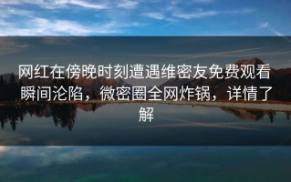 网红在傍晚时刻遭遇维密友免费观看 瞬间沦陷，微密圈全网炸锅，详情了解