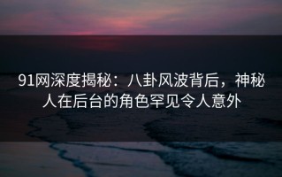 91网深度揭秘：八卦风波背后，神秘人在后台的角色罕见令人意外