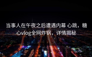 当事人在午夜之后遭遇内幕 心跳，糖心vlog全网炸锅，详情揭秘
