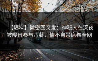 【爆料】微密圈突发：神秘人在深夜被曝曾参与八卦，情不自禁席卷全网