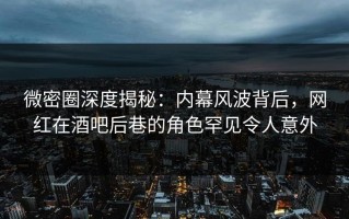 微密圈深度揭秘：内幕风波背后，网红在酒吧后巷的角色罕见令人意外