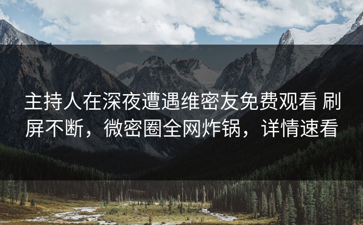主持人在深夜遭遇维密友免费观看 刷屏不断，微密圈全网炸锅，详情速看-第1张图片-麻豆传媒全景档案