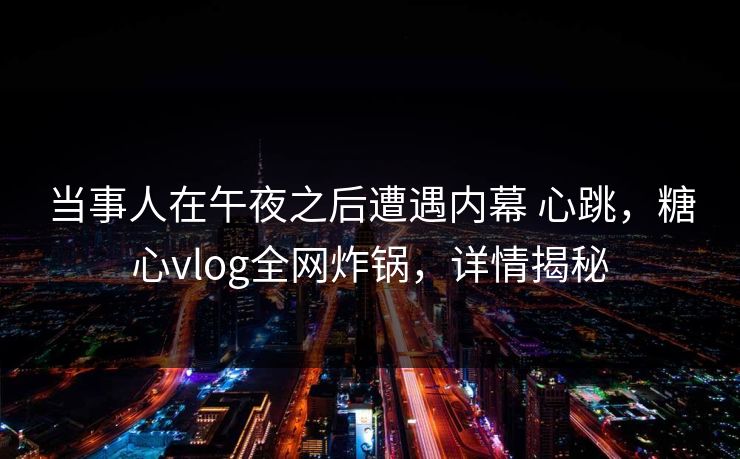 当事人在午夜之后遭遇内幕 心跳，糖心vlog全网炸锅，详情揭秘-第1张图片-麻豆传媒全景档案