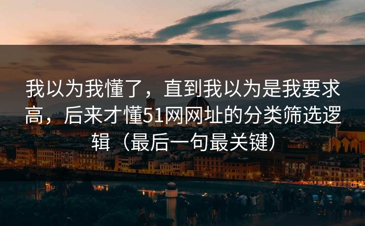 我以为我懂了，直到我以为是我要求高，后来才懂51网网址的分类筛选逻辑（最后一句最关键）